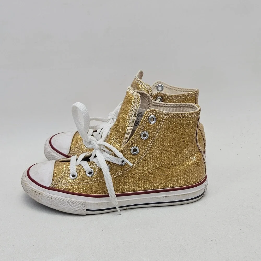 Converse Chuck Taylor All Star Gold Glitter High Top Sneakers 663625C Junior 2.5